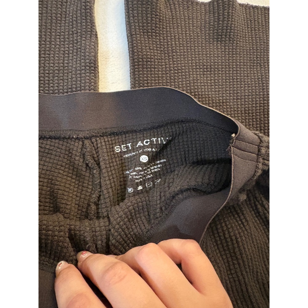 Women's Ribbed Lounge Pants and Zip Hoodie Set - Brown - Picture 4 of 6
